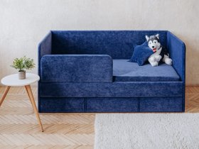 Диван-кровать Happy (синий) в Пеледуе - peleduj.mebel-nsk.ru | фото