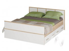 Двуспальная кровать 1,4м Сакура (дуб сонома/белый) в Пеледуе - peleduj.mebel-nsk.ru | фото