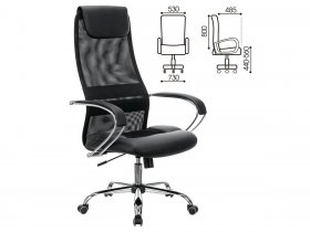 Кресло офисное BRABIX PREMIUM Stalker EX-608 CH, хром, ткань-сетка/кожзам, черное в Пеледуе - peleduj.mebel-nsk.ru | фото