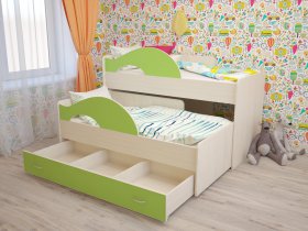 Кровать детская двухуровневая Радуга 80*160 в Пеледуе - peleduj.mebel-nsk.ru | фото