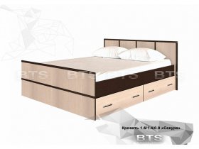 Кровать двуспальная с ящиками 1,4м Сакура (BTS) в Пеледуе - peleduj.mebel-nsk.ru | фото