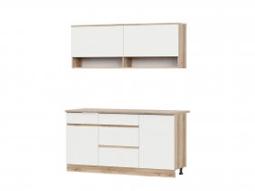 Кухонный гарнитур 1,6м Брауни (дуб делано/белый) в Пеледуе - peleduj.mebel-nsk.ru | фото
