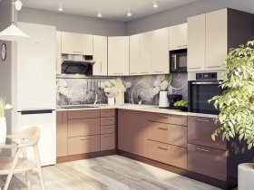 Модульная кухня Классика (ваниль/шоколад) в Пеледуе - peleduj.mebel-nsk.ru | фото
