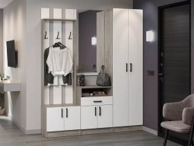 Модульная прихожая Вега (дуб крафт серый/белый) в Пеледуе - peleduj.mebel-nsk.ru | фото