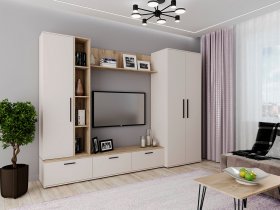 Модульная стенка Верона (сатин/дуб крафт серый) в Пеледуе - peleduj.mebel-nsk.ru | фото