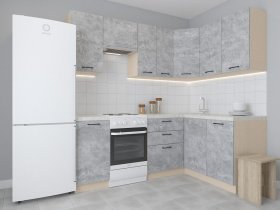 Модульная угловая кухня 1,4м*2,1м Лада (цемент) в Пеледуе - peleduj.mebel-nsk.ru | фото