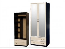 Шкаф двухстворчатый с ящиками с 2-мя зеркалами  (профиль МДФ) в Пеледуе - peleduj.mebel-nsk.ru | фото