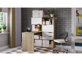 Стол письменный тип 7 (дуб сонома/белый ясень) в Пеледуе - peleduj.mebel-nsk.ru | фото